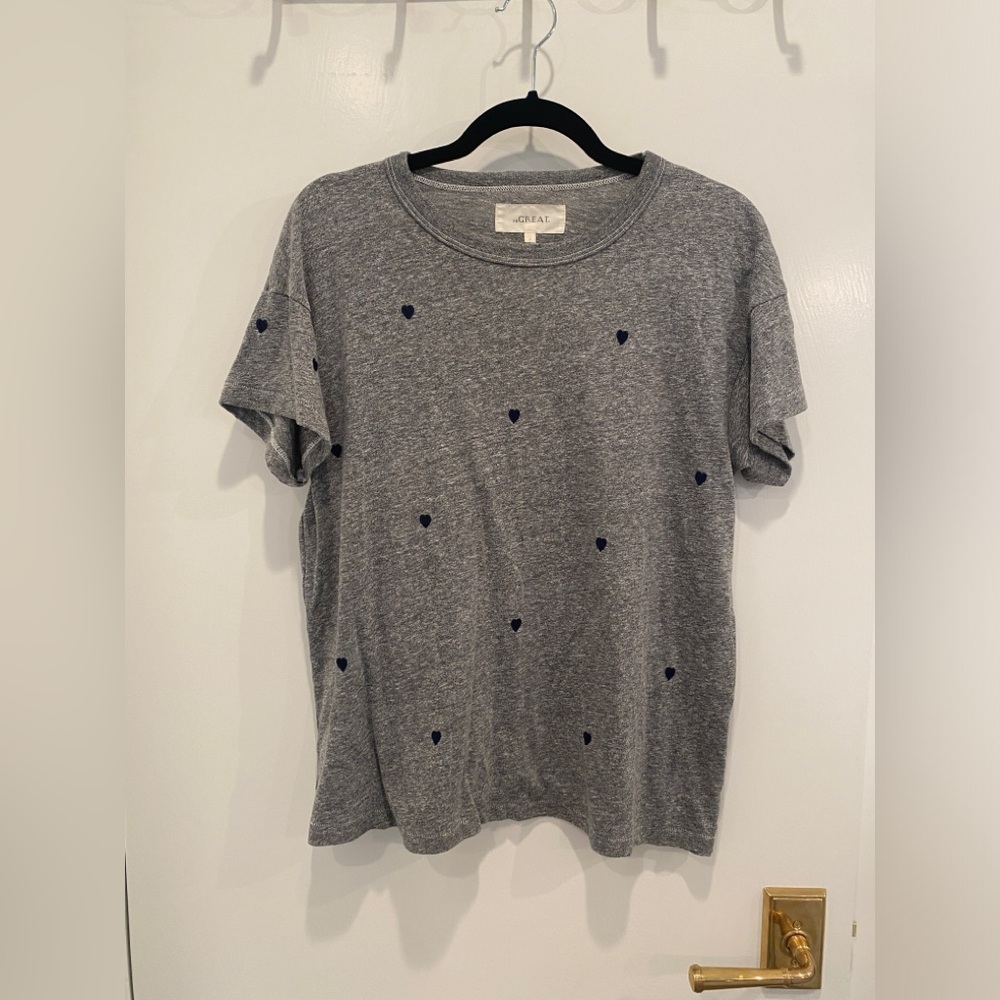 The Great Boxy Crewneck T-shirt with Heart Embroidery